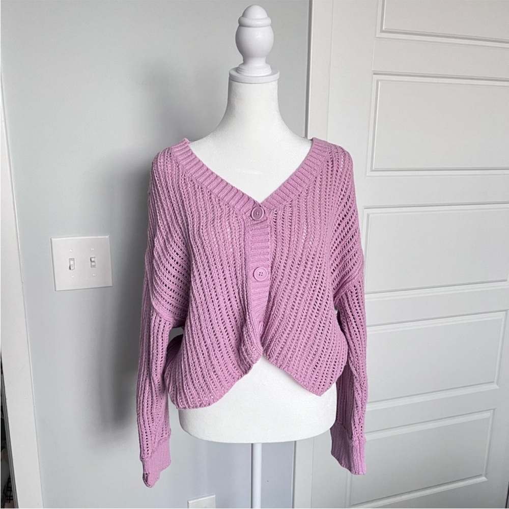 American Eagle Lilac Knit Cardigan Sweater